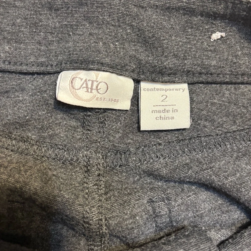 Cato Pants Size 2 Charcoal Grey Knit Straight Leg Rayon Nylon Spandex Versatile